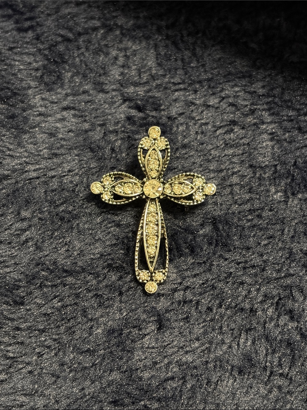 Rhinestone Cross Brooch